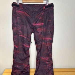 OAKLEY SKI PANTS Snowboarding Pants Women's Large Pink Burgundy Print